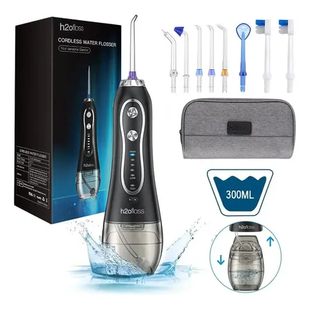 Irrigador Bucal Portátil H2ofloss HF-6 com 8 Bicos e 5 Modos de Limpeza