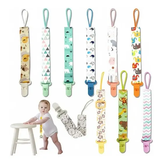 Set 10 Prendedor Sujetador Porta Chupetes Bebé 27cm Norplat Multicolor