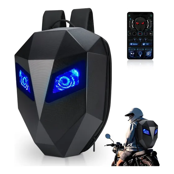 Mochila Para Andar En Moto Con Ojos Led Impermeable 1 Casco