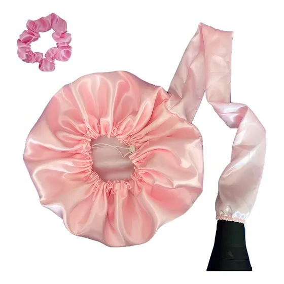 Touca Difusora Secadora Cetim Seda Anti Frizz + Cor Rosa Bebê