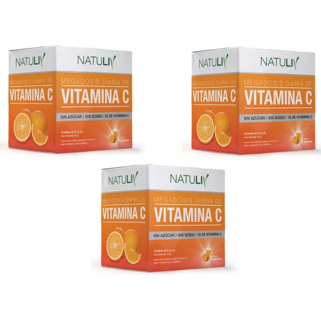 Vitamina C Natuliv Pack X3 Sin Azucar 45 Sobres X 2,3g Ena
