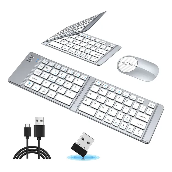 Teclado Y Mouse Kit Inalambrico Computadora Gamer Plegable