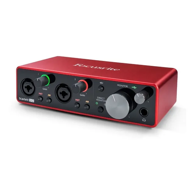 Placa De Sonido Interface Focusrite Scarlett 2i2 De 3era Generacion Con 2 Entradas Canon Plug De Microfonos Instrumentos
