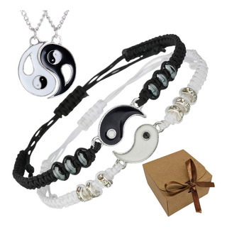 Conjunto De Pulseiras E Colar Yin Yang Casal Dupla Presente Conjunto De Pulseiras E Colar Yin Yang Casal Dupla Presente