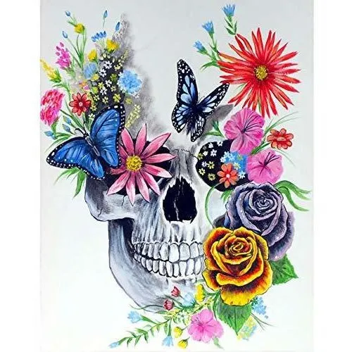 Pintura De Diamante 5d Calavera Con Mariposa Pintura De...