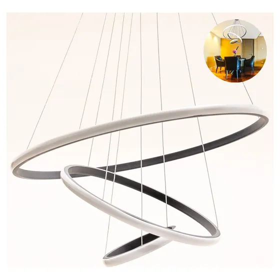 Lampara Colgante Candil Led Neon 3 Aros 3 Tonos De Luz