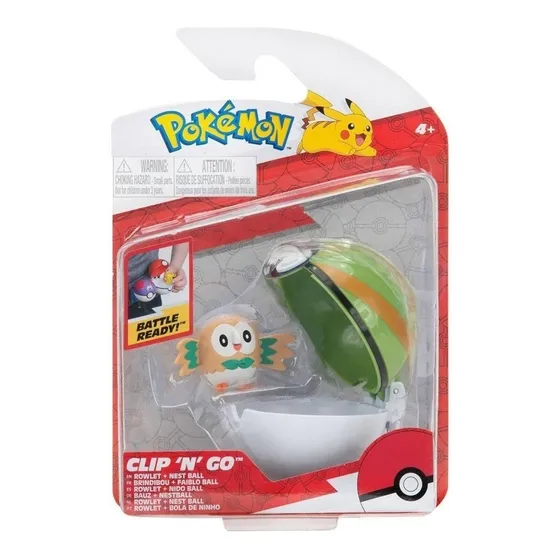 Pokemon Clip 'n' Go Rowlet + Nest Ball