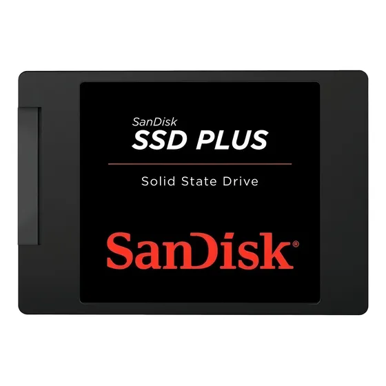 Ssd 480gb Sata 3.0 6 Gb/s Interno Sandisk Plus SDSSDA-480G-G26 2,5 Polegadas Velocidade De Leitura Até 535 Mb/s E Gravação Até 445 Mb/s Cor Preto