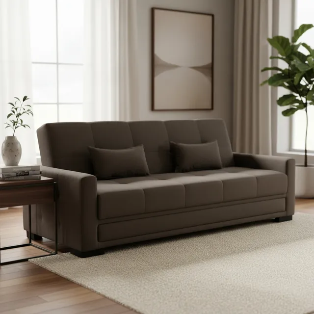 Sofá-cama 3 Lugares Matrix Grazi Liso Cappuccino