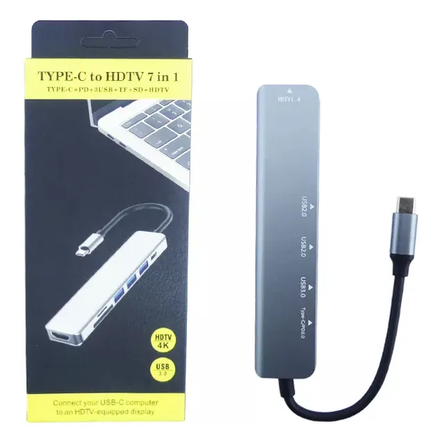 Hub Adaptador Usb Tipo C 7 En 1 Hdmi 4k Mac/pro/air/notebook