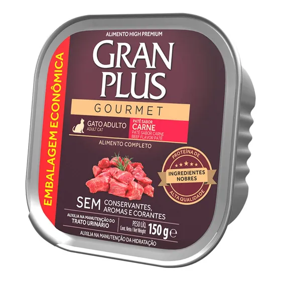 Granplus Gourmet Patê Gatos Adultos Sabor Carne 150g