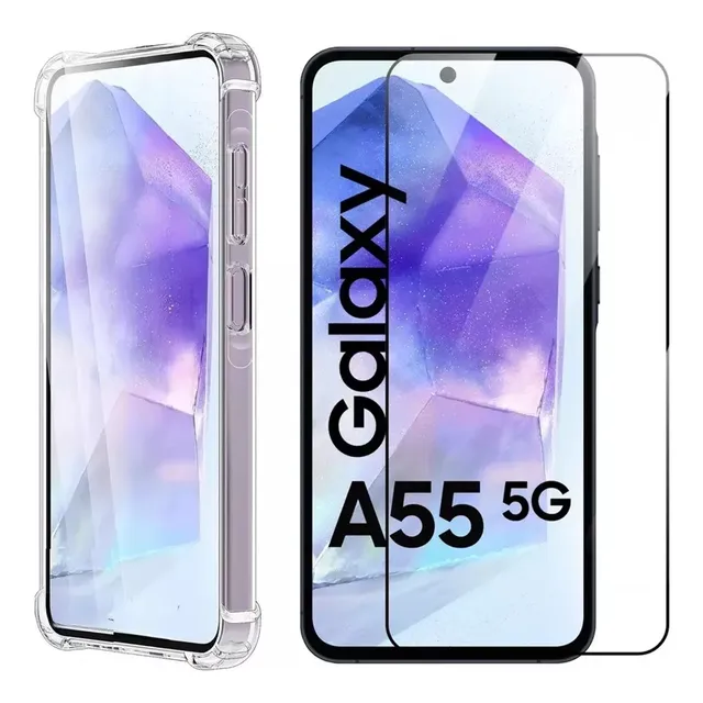 Funda Para Samsung Galaxy A55 Reforzada + Vidrio Full Cover
