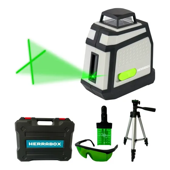 Nivel Laser Autonivelante 360 Herrabox Con Luz Verde - En Maletin Con Accesorios Y Bloqueo De Pendulo