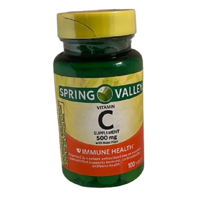 C Vitamin 500mg 100tabs Sprin Valley Sabor Sin Sabor