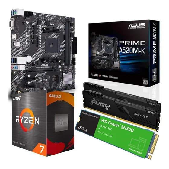 Combo Actualización Pc Amd Ryzen 7 5700g 32gb Ram 480gb Ssd