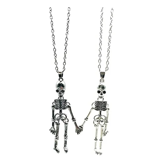 2 Collares + 2 Calaveras Juntos Hasta La Muerte Cadena Acero
