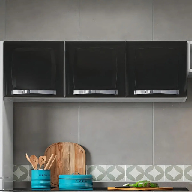 Armário Para Cozinha 3 Portas Rose Itatiaia Af Preto/branco