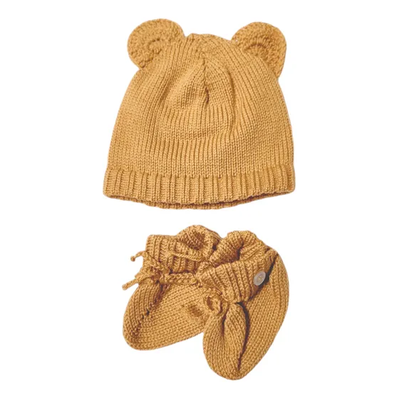 Set De Nacimiento Escarpines Y Gorrito Tejidos Dos Agujas