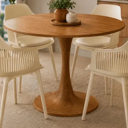 Mesa Jantar Redonda Saarinen Tulipa 80cm Base Aço