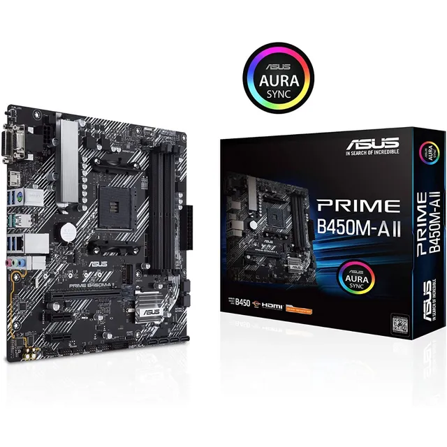 Tarjeta Madre Asus Prime B450m-a Ii Usb3 Hdmi Ddr4 Pcie Am4 Color Negro
