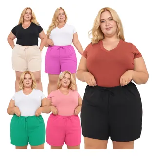Kit 5 Shorts Plus Size Praia VerĂŁo Duna Cintura Alta Bermuda Kit 5 Shorts Plus Size Praia VerĂŁo Duna Cintura Alta Bermuda