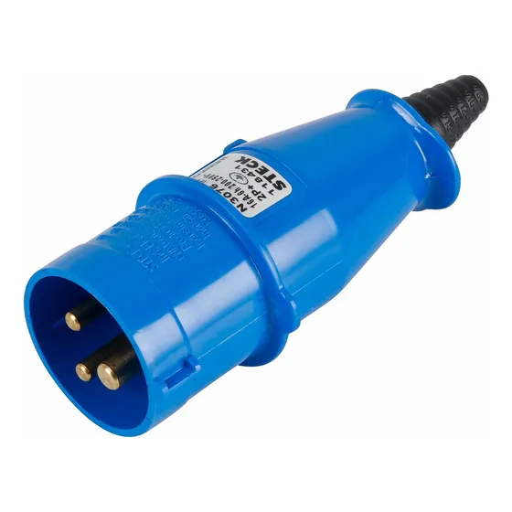 Plug Macho Industrial 2p+t 16a Newkon Azul N3076 Steck