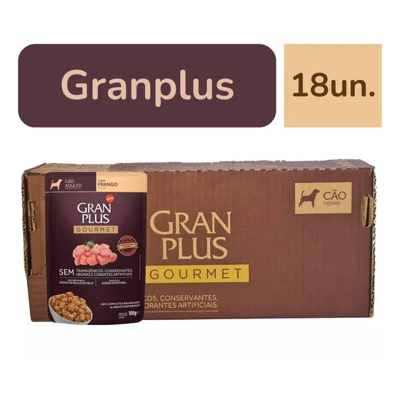 Caixa Ração Úmida Granplus Sachê Frango Cães Adultos 100g