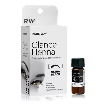 Glance Henna Em Pó Ultra Black Rare Way Sobrancelhas Vegano Longa Duração 3,5g