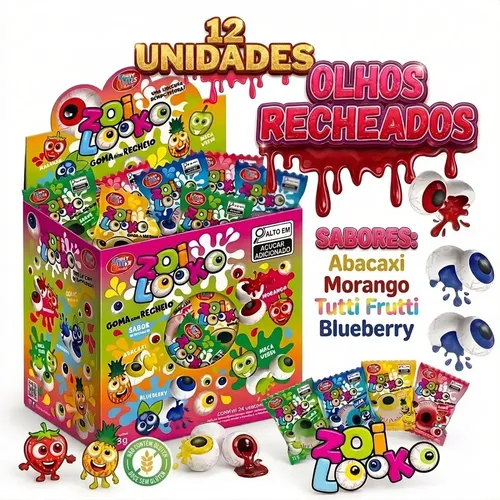 Chicle Monsters C/ 24un Cereja C/ Recheio Danny | MercadoLivre