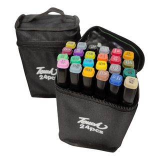 Kit Canetinhas 24 Cores Ponta Dupla Com Estojo Profissional Kit Canetinhas 24 Cores Ponta Dupla Com Estojo Profissional