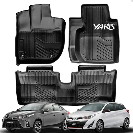 Jogo Tapete Bandeja Toyota Yaris 2018 Até 2025 Borda Alta Preto