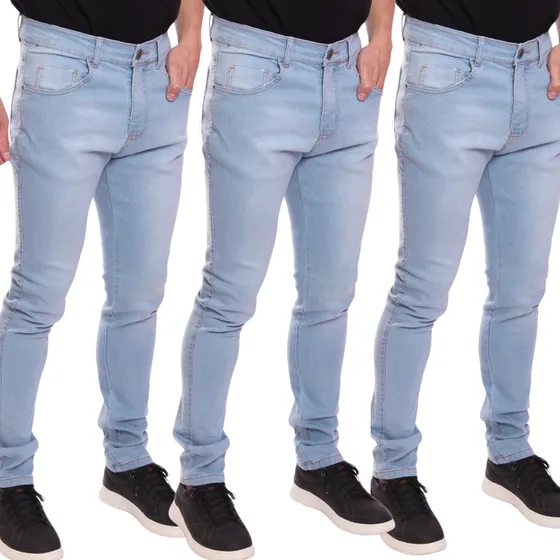 Kit 3 Calças Jeans Masculina Com Elastano Direto Da Fábrica