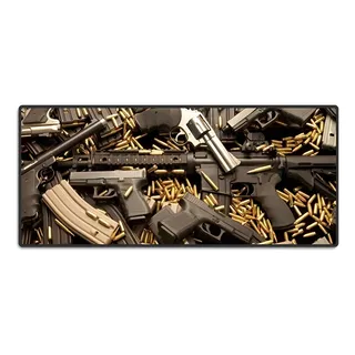 Mouse Pad Grande 90x40 Couro Gamer Desk Pad Armas & Munição Mouse Pad Grande 90x40 Couro Gamer Desk Pad Armas & Munição