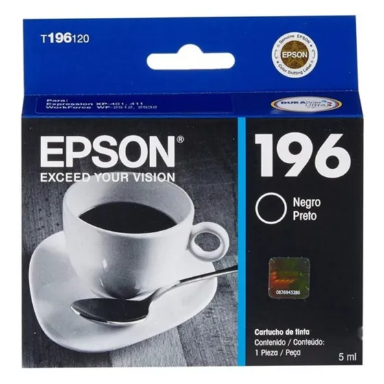Cartucho Epson T196120 Negro Xp-401 411 Wf-2512 2532 5ml