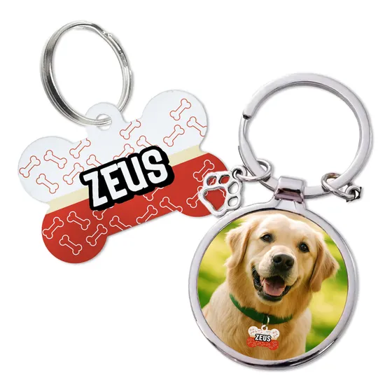 Placa Personalizada Mascota Y Llavero Metálico Con Foto