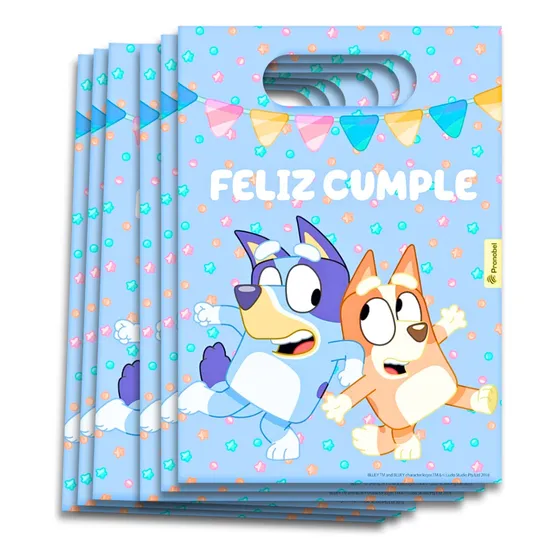 Set 6 Bolsas Bluey Para Dulces Sorpresa Feliz Cumple Louicid