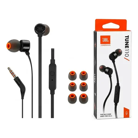 Fone De Ouvido Tune 110 Intra-auricular Com Fio Preto Jbl