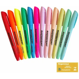 6 Marca Texto Neon + 6 Marca Texto Pastel Masterprint Mp 612 6 Marca Texto Neon + 6 Marca Texto Pastel Masterprint Mp 612