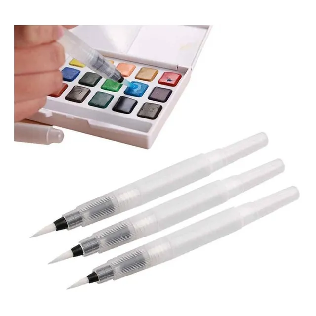 3 X Lápiz Pincel De Agua Para Acuarela O Lettering. S, M Y L