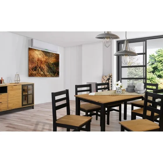 Juego De Comedor 6 Sillas Mesa Madera Maciza Pino Lcm Color Negro/Miel
