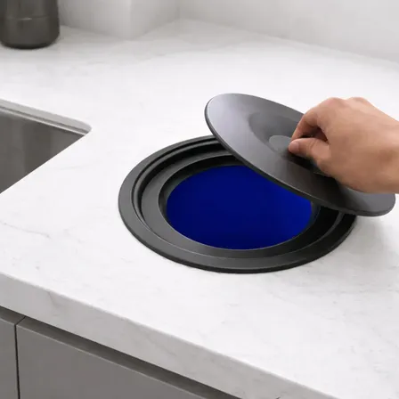Lixeira De Embutir Pia Bancada 5 Litros Aço Inox Preta Black Cor Preto