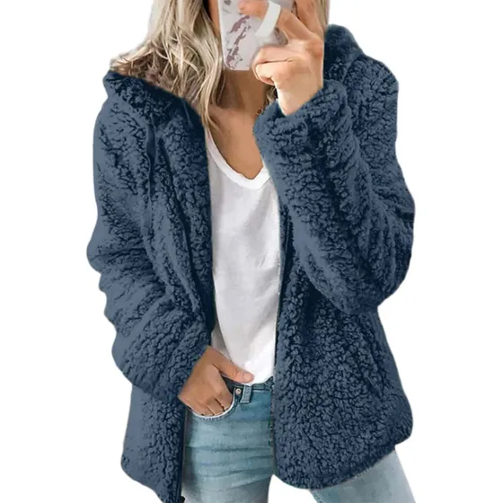 Chaqueta De Peluche Con Cremallera Súper Elegante A La Moda