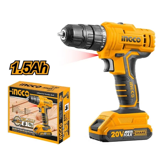 Ingco Taladro Inalambrico Ion Litio 20v 0-400 0-1500 min 45