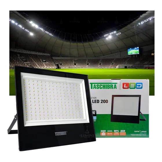 Refletor Led Slim 200w 6500k Preto Taschibra 127/220V Cor da luz Branco-friotensao 100-240v