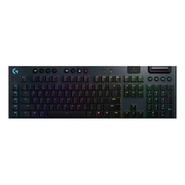 Teclado gamer bluetooth Logitech G Serie G QWERTY GL Clicky inglés US color negro con luz RGB