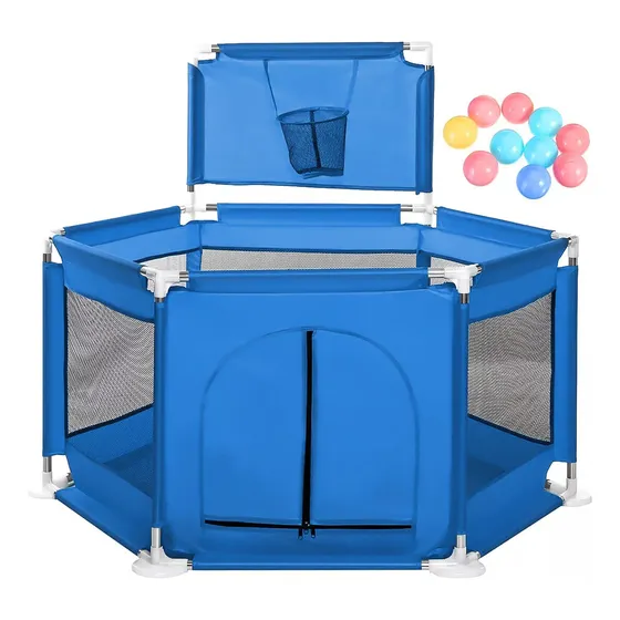 Corral Seguridad Niños Hexagonal Con Aro De Basket+bola