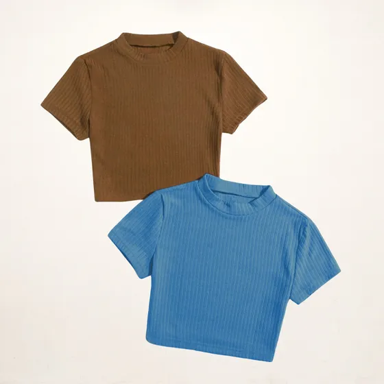 Polos Básicos Top Rib Mujer Pack X2