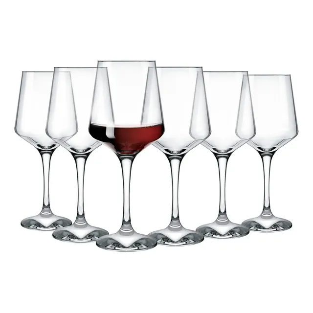 Set De 6 Copas Vino Agua Moderna Brunello Vidrio 390ml 13oz