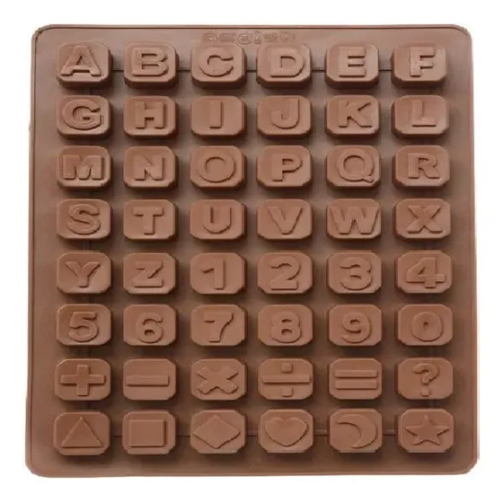 Forma Molde De Silicone Letras E Números Chocolates Doces