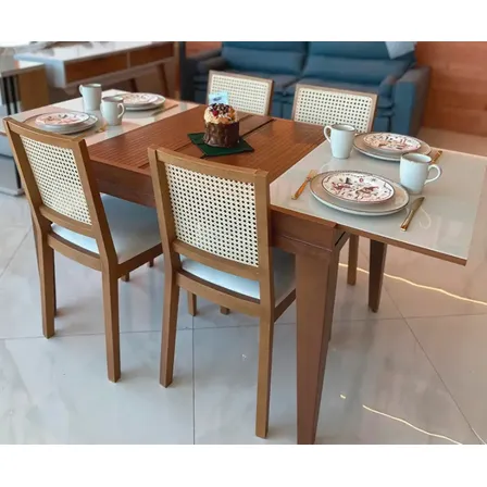 Mesa De Jantar Vai E Vem 120180cm Com Vidro